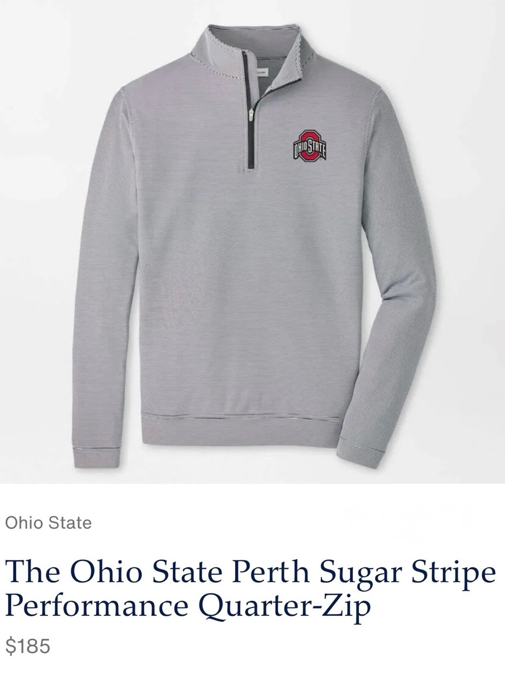 PETER MILLAR The Ohio State Perth Mini-Stripe Performance Pullover